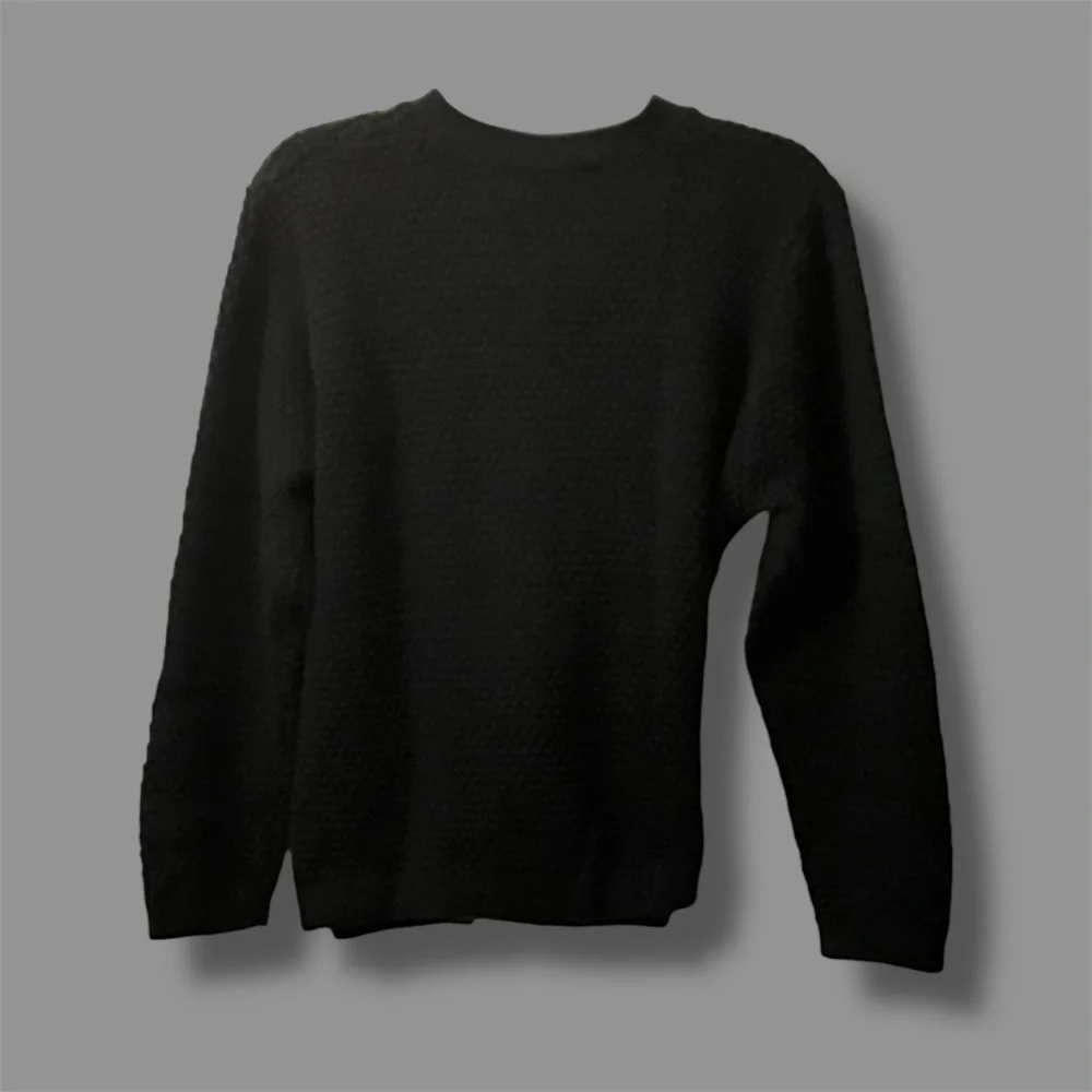 Pebble Stitch Classic Hamptons Quiet Luxury Martha's Vineyard Black Cardigan NWT - Picture 2 of 8